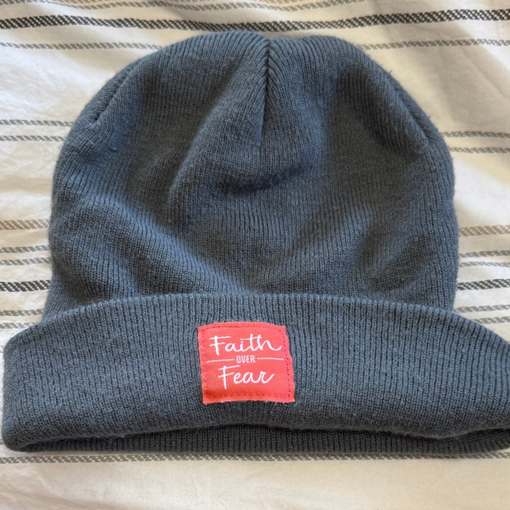 Faith Over Fear Gray Beanie